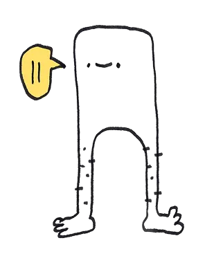 Two hairy legs, two dots and a smile for a face. Also known as a human or hooman. Drawn by Joacim Eldre